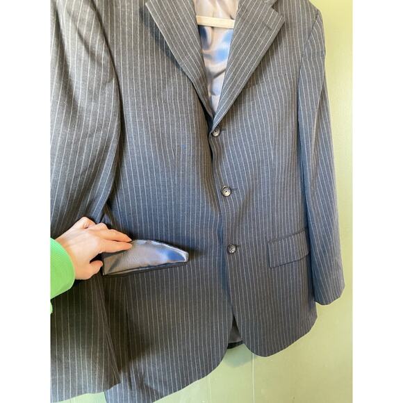 Oscar De La Renta Mens 38R Blazer Sportscoat Gray Wool Jacket Business Office - Picture 5 of 14